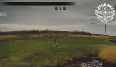 A Ukrainian FPV spots and engages a wounded Russian walking across a field, dodging swings from the Soliders makeshift cane.