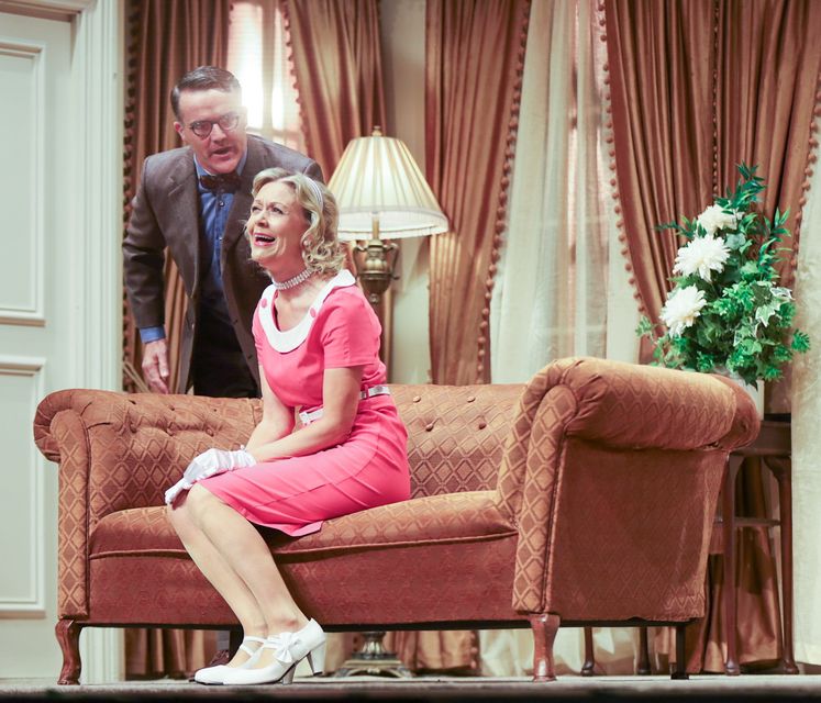 Catherine Stafford as Maggie and Sean Carthy as Max as the Ballycogley Players present Ken Ludwig's Lend Me A Tenor at The Gorey Little Theatre PHOTO: Sabrina Ffrench