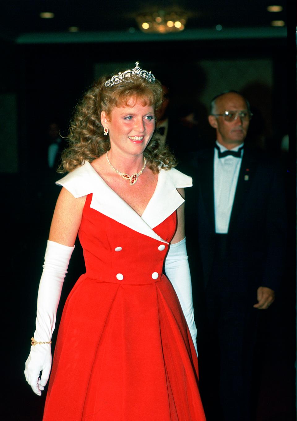 TORONTO, CANADA - JULY 16: Sarah Ferguson, Duchess of York attending a banquet in Toronto during a visit to Canada. (Photo by Tim Graham Photo Library via Getty Images)