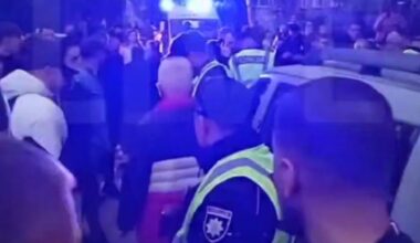 100 people rioting against Ukrainian conscription in Kamianets