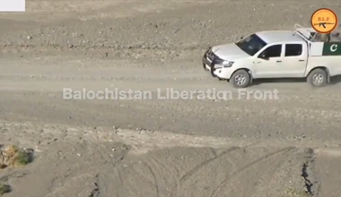 Undated footage released by the Baloch Liberation Front ambushing a Pakistani Military vehicle somewhere in Balochistan.
