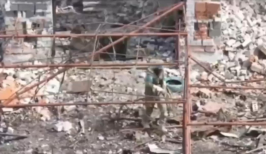 A Russian drone hits a Ukrainian soldier in the head, but luckily it doesn't explode