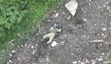 Russian Soldier being hit by Ukrainian small arms fire: Pavlovka, Donetsk Region of Ukraine, 2023