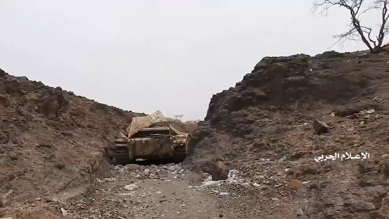 Houthis seized a Yemeni army tank on the front east of Sanaa and tried to move it, and filmed it as it was destroyed and bombed by the Saudi Air Force.