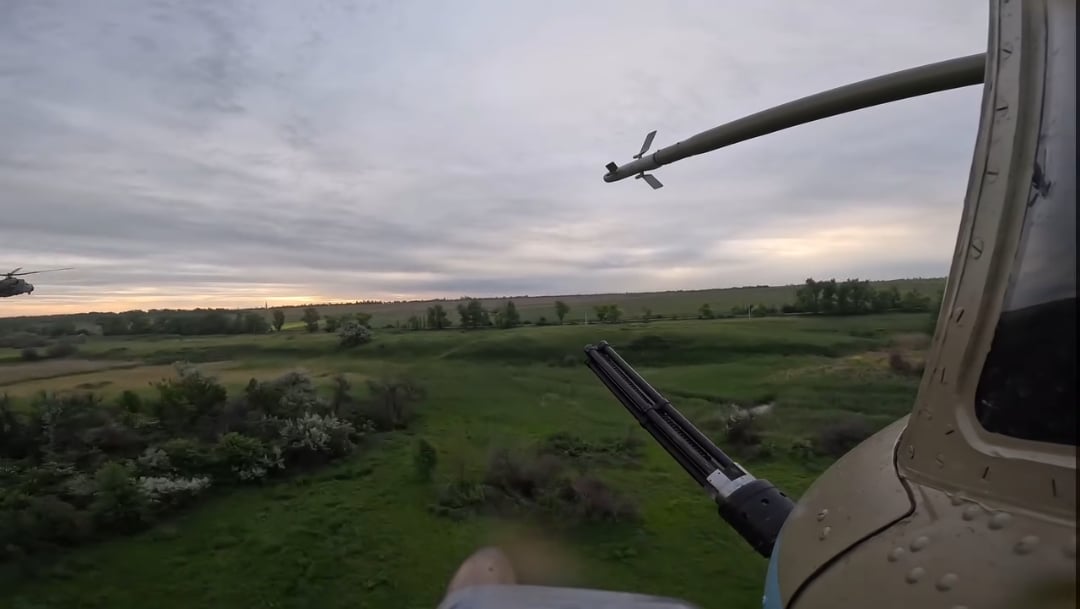 Ukrainian combat helicopters suppressed an area of enemy concentrations. May 2025