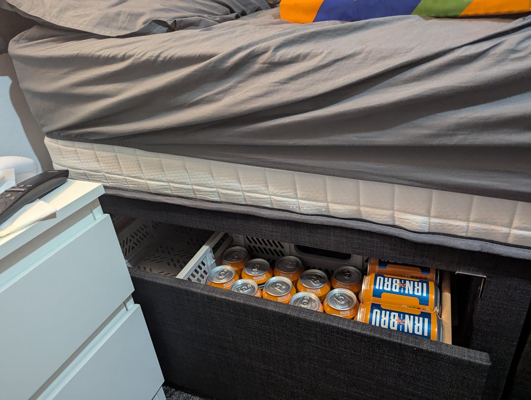 Irn bru stash under ma bed