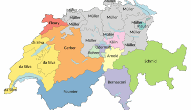 Most common family name in each Canton.