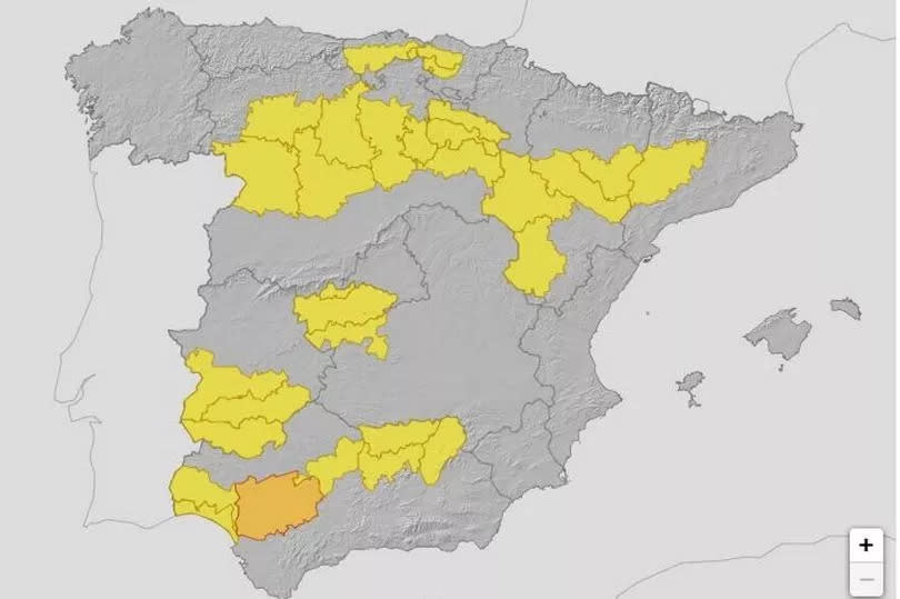 A grey map with areas of yellow