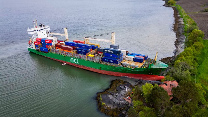 Norwegian man sleeps through massive container ship running aground on his front lawn