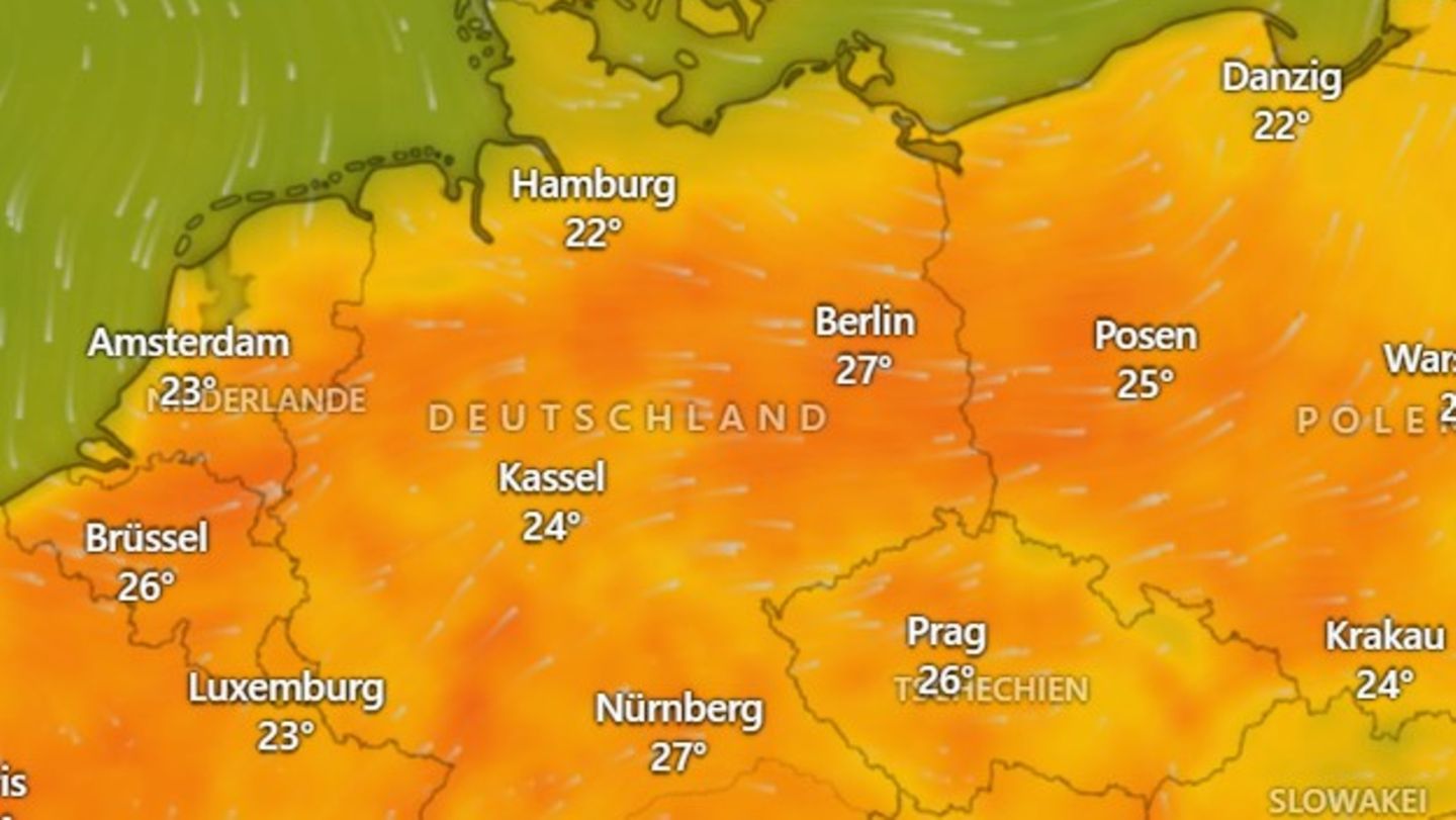 Erst Hitze, dann Gewitter. In den interaktiven Live-Karten im Text können Sie das Wetter für Ihre Region nachsehen