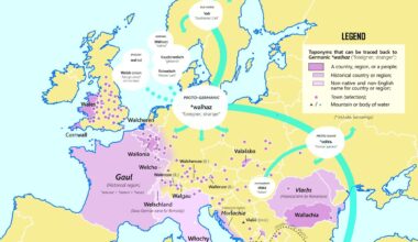 These toponyms all derive from the same word