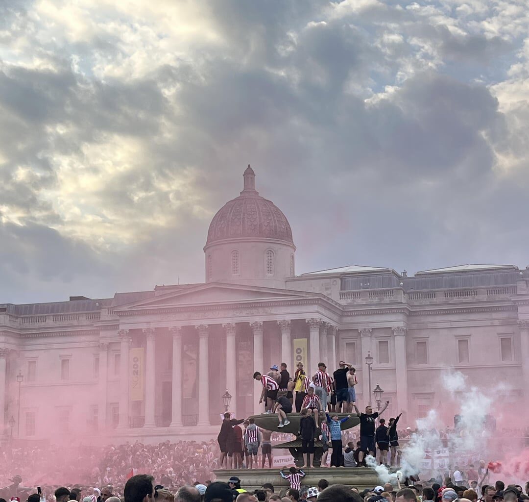 Sunderland and Sheffield fan at Trafalgar Square this evening