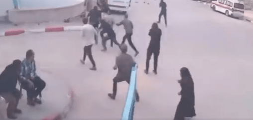 People involved in a chaotic scene.
