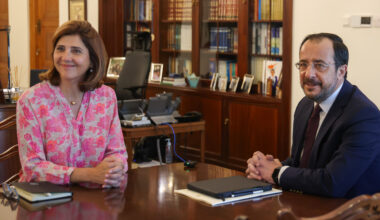 cover UN envoy Holguin talks with Christodoulides ahead of July UN meeting