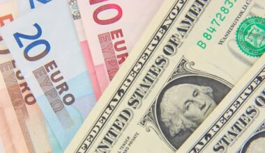 Dollar and euro banknotes