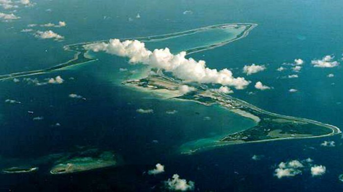 Diego Garcia, the largest island in the Chagos Archipelago and site of a major US-UK military base in the middle of the Indian Ocean