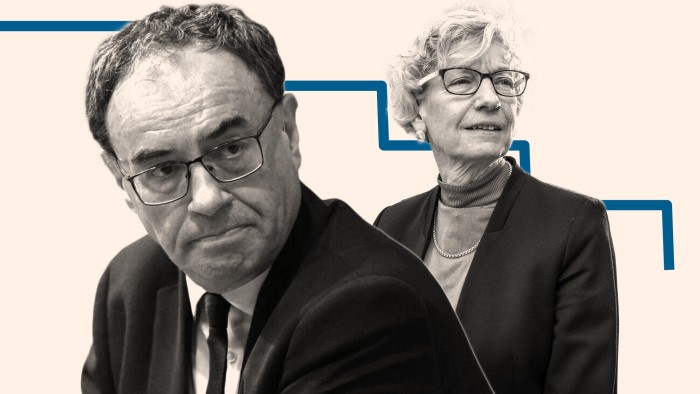 Montage shows Andrew Bailey and Catherine Mann against a data backdrop