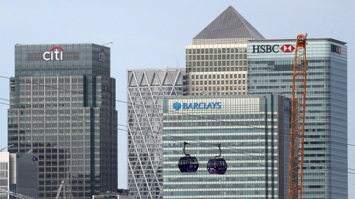 View of the financial district of Canary Wharf