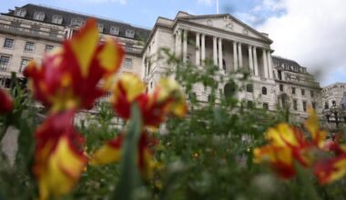 Flowers bloom by the Bank of England in London on May 8 2025