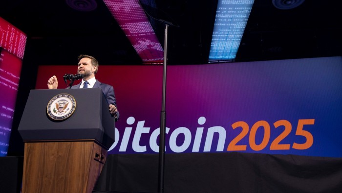 US vice-president JD Vance speaks during the Bitcoin 2025 conference in Las Vegas, Nevada on May 28 2025
