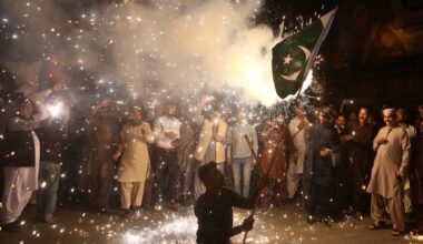 Pakistanis celebrate the ceasefire