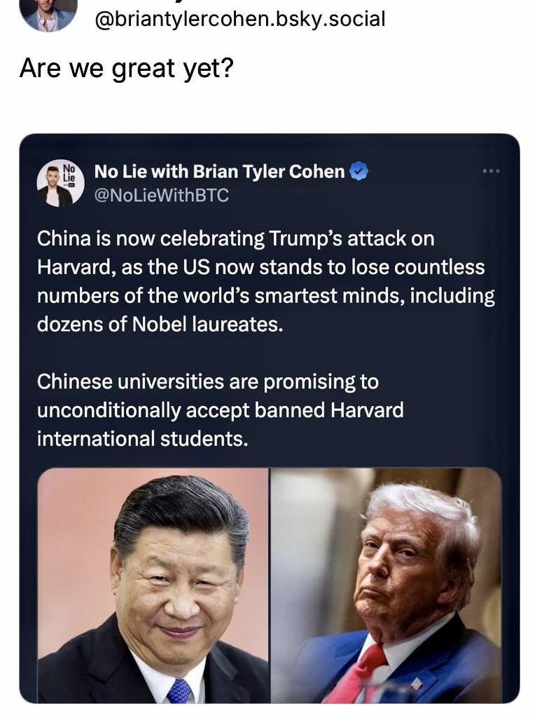 Do you know why Cheeto Pussygrabus McFelonius bullied Harvard? Because he doesn’t want smart people coming into the country—he only wants to keep the stupid ones here.