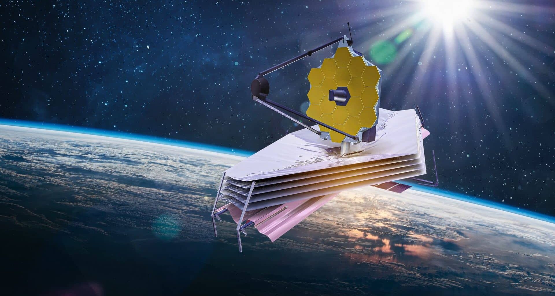 James Webb Space Telescope Space On Orbit Of Earth Planet