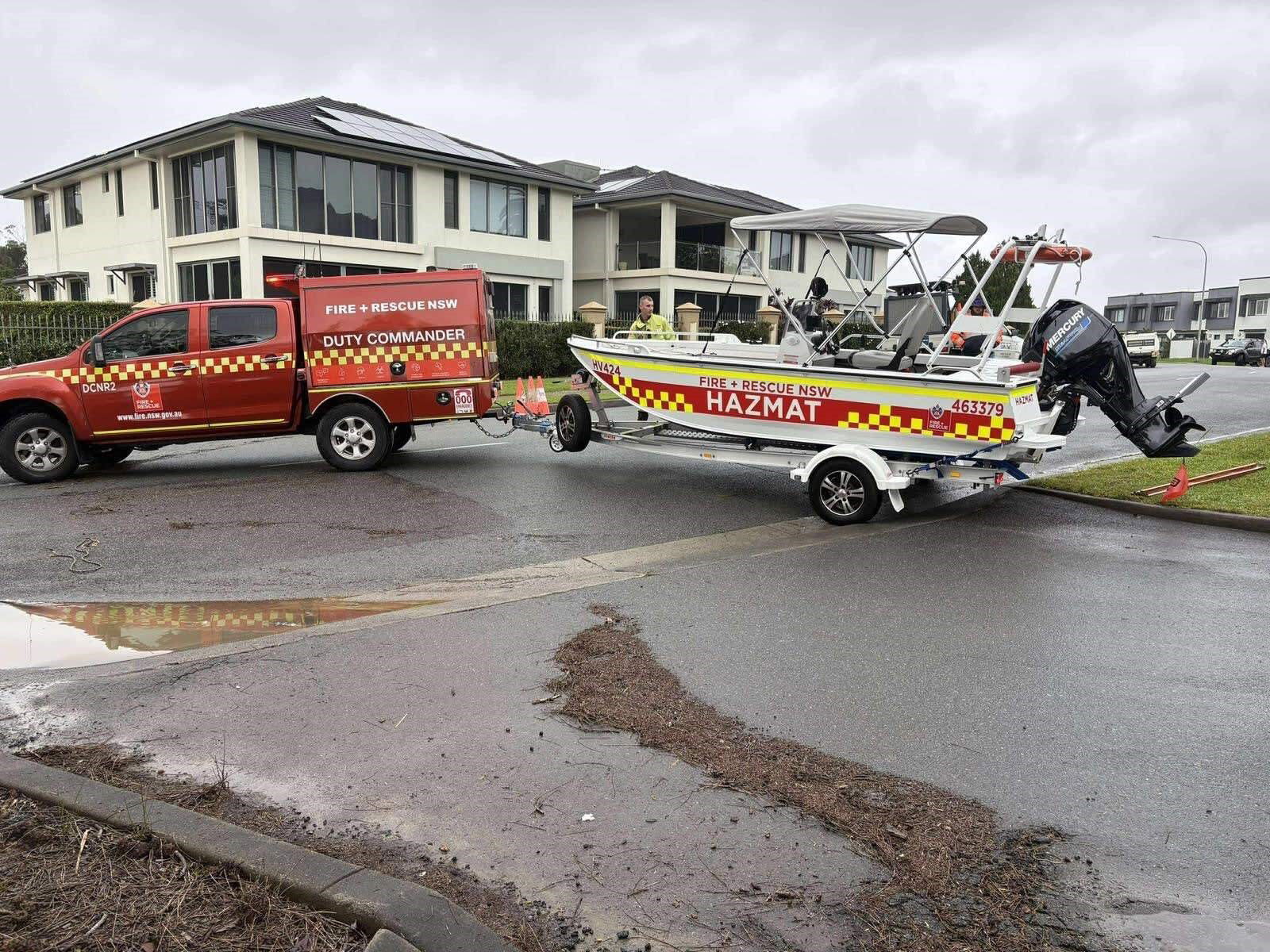 A fire and rescue NSW vehicle with a boat attached