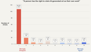 [OC] Barplot of artist survey responses to "A person has the right to claim AI generated art as their own work"
