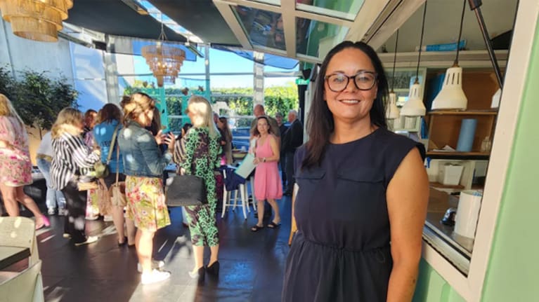 Meadow restaurant owner Gina Henry at the memorial for murdered US student Kyle Whorrall.