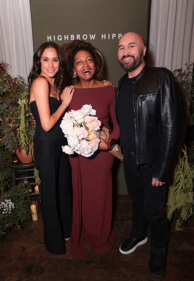 Meghan Markle, Kadi Lee, and Serge Normant at a Highbrow Hippie launch event.