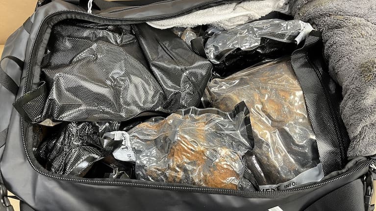 Methamphetamine and cocaine seized from a passenger on a flight from New York.