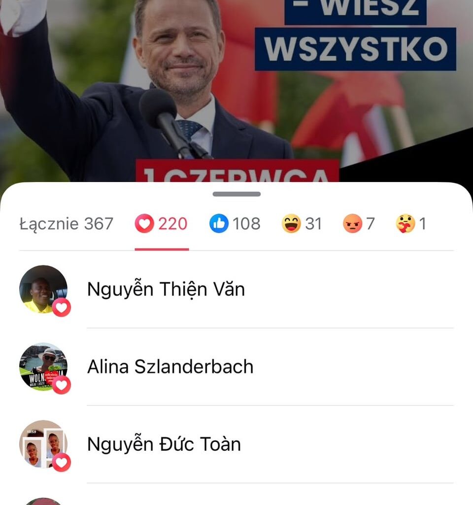 Kinga Gajewski (PO) with remarkable likes on Facebook