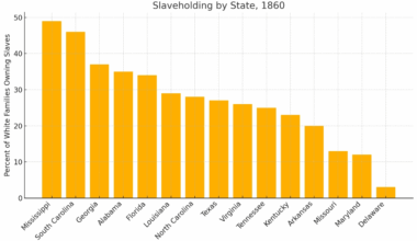 [OC] Percent of White Families that were Slaveholding by State in 1860 USA