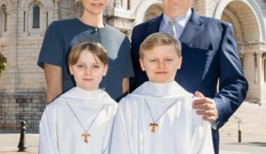 The first communion of hereditary prince Jacques of Monaco and princess Gabriella of Monaco. May 11 2025.