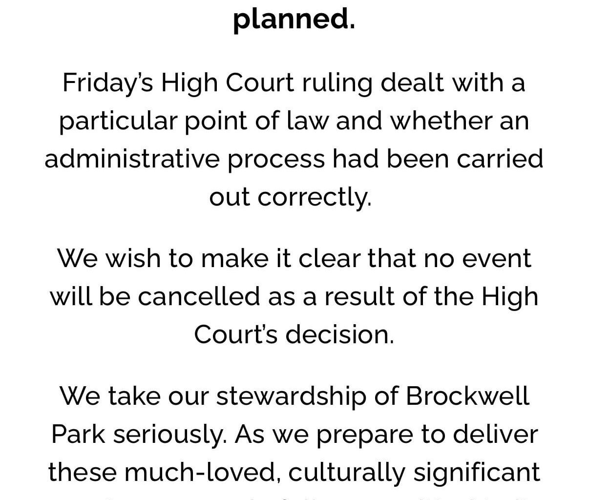 Brockwell Live festivals going ahead