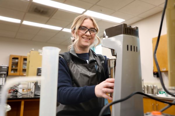 Shaena Jackson works in a petroleum engineering lab