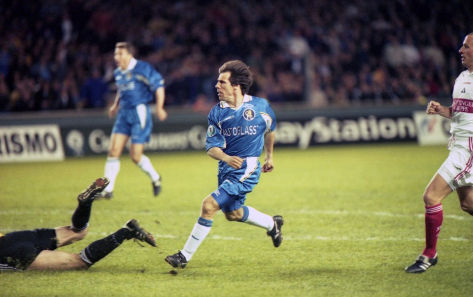 Gianfranco Zola caught the Stuttgart defence off guard to win Chelsea the Cup Winners' Cup in 1998