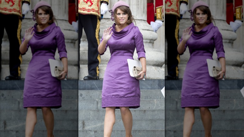 Princess Eugenie in a purple dress at St. Paul's Cathedral in 2012