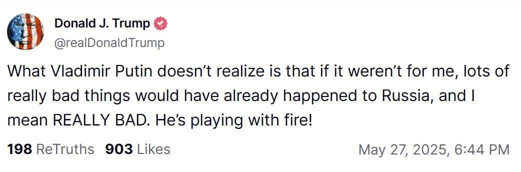 President Trump said Putin is playing with fire