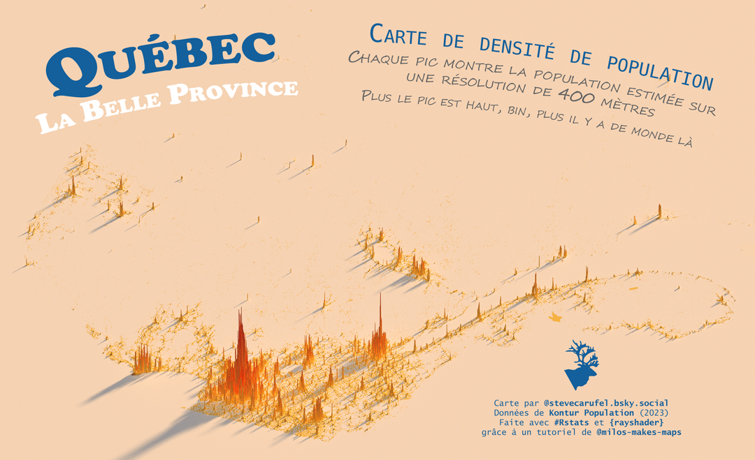 [OC] Quebec Population Density Map