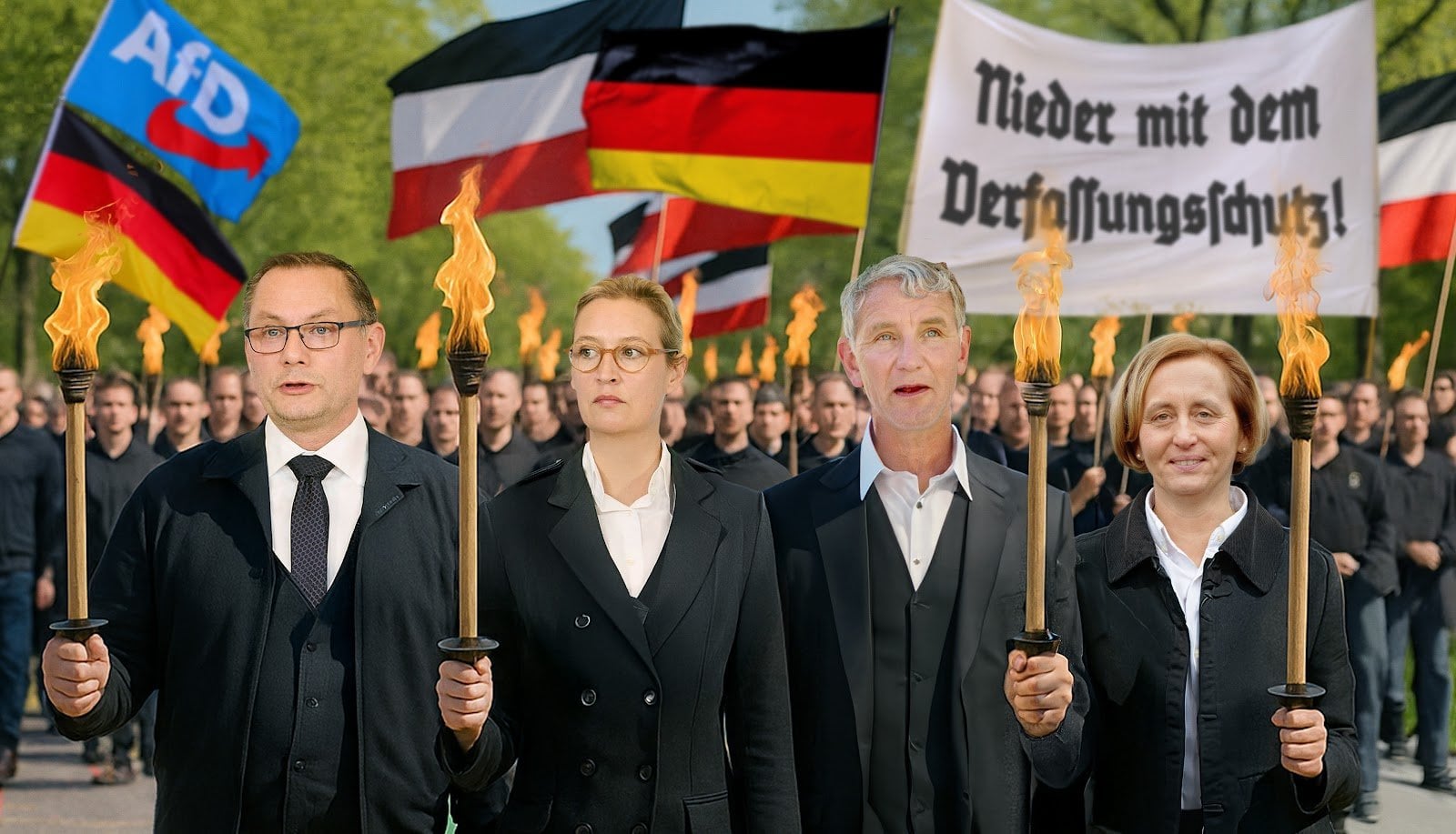 Protest gegen Einstufung als rechtsextremistisch: AfD hält Fackelmarsch vor Verfassungsschutzzentrale ab