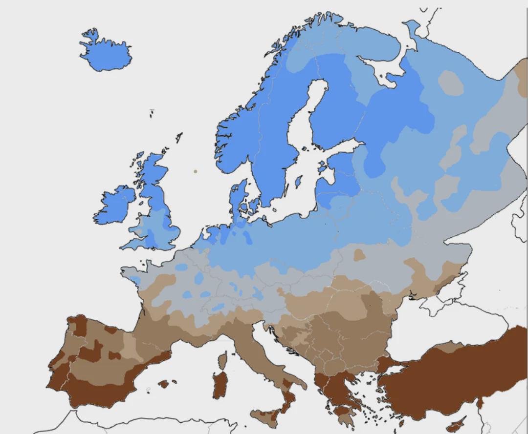 Color of tap water in Europe (2025)