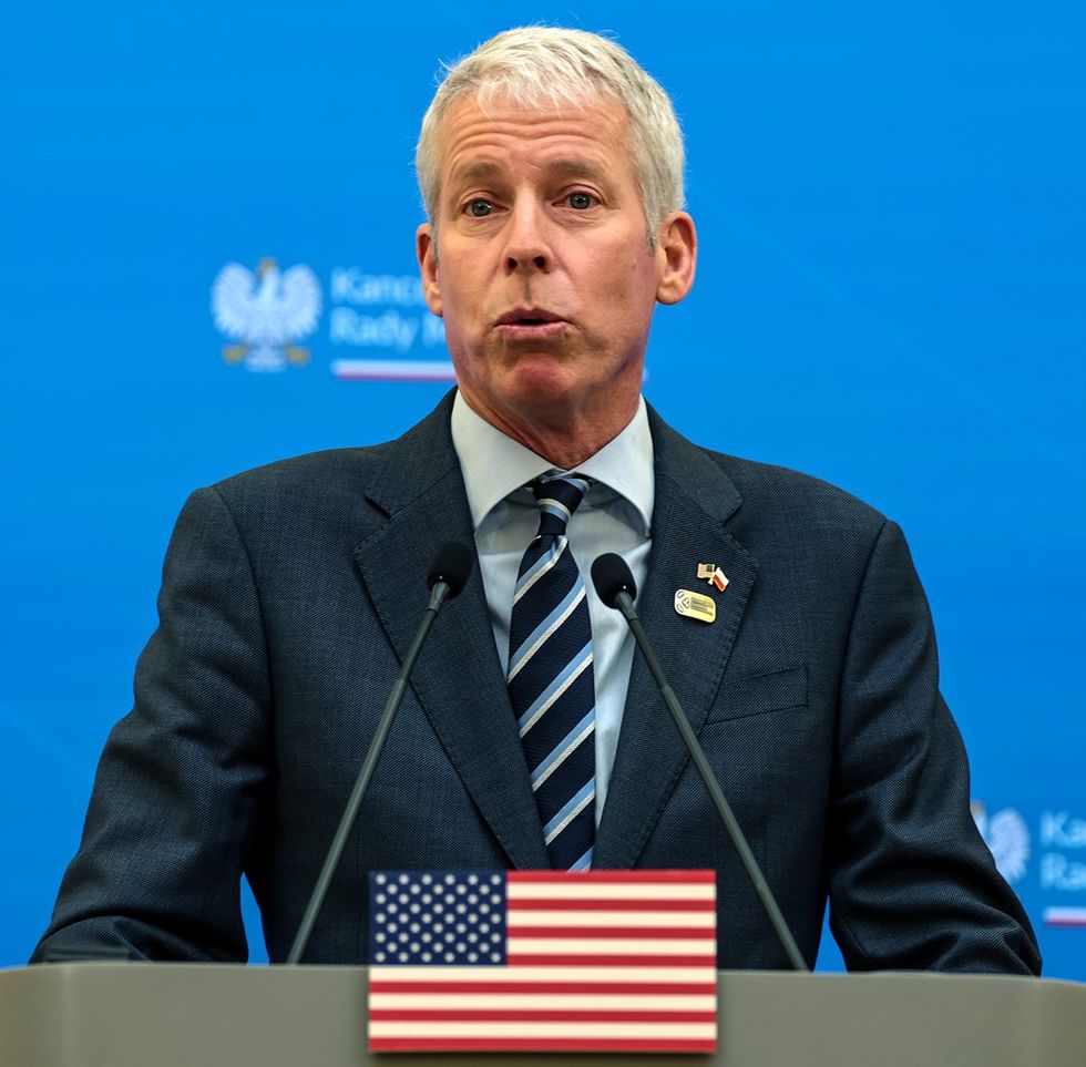 Secretary of Energy Chris Wright during a joint press conference with Polish Prime Minister