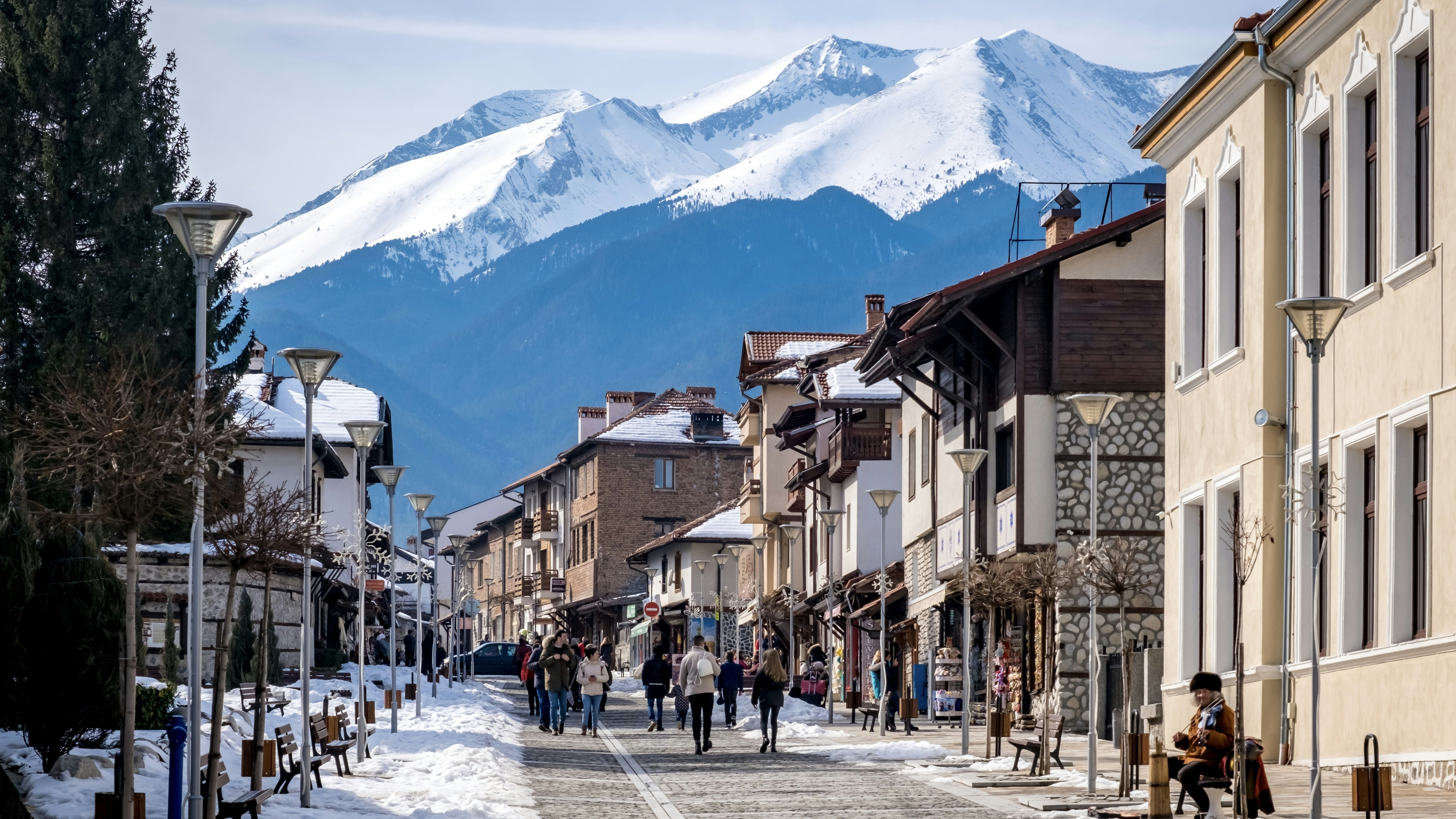 A view of the old town of Bansko, Bulgaria.
