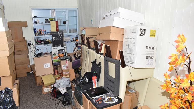 Electronics and spying equipment seized from Orlin Roussev's Great Yarmouth guesthouse.
Pic: Duncan Gardham/MPS