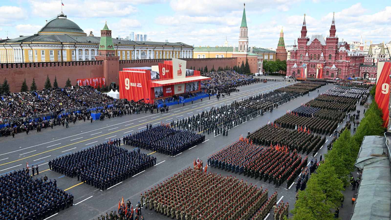 Ukraine war latest: Putin meets troops after biggest Moscow Victory Day parade for years - as Ukraine 'uncovers spy ring' | World News