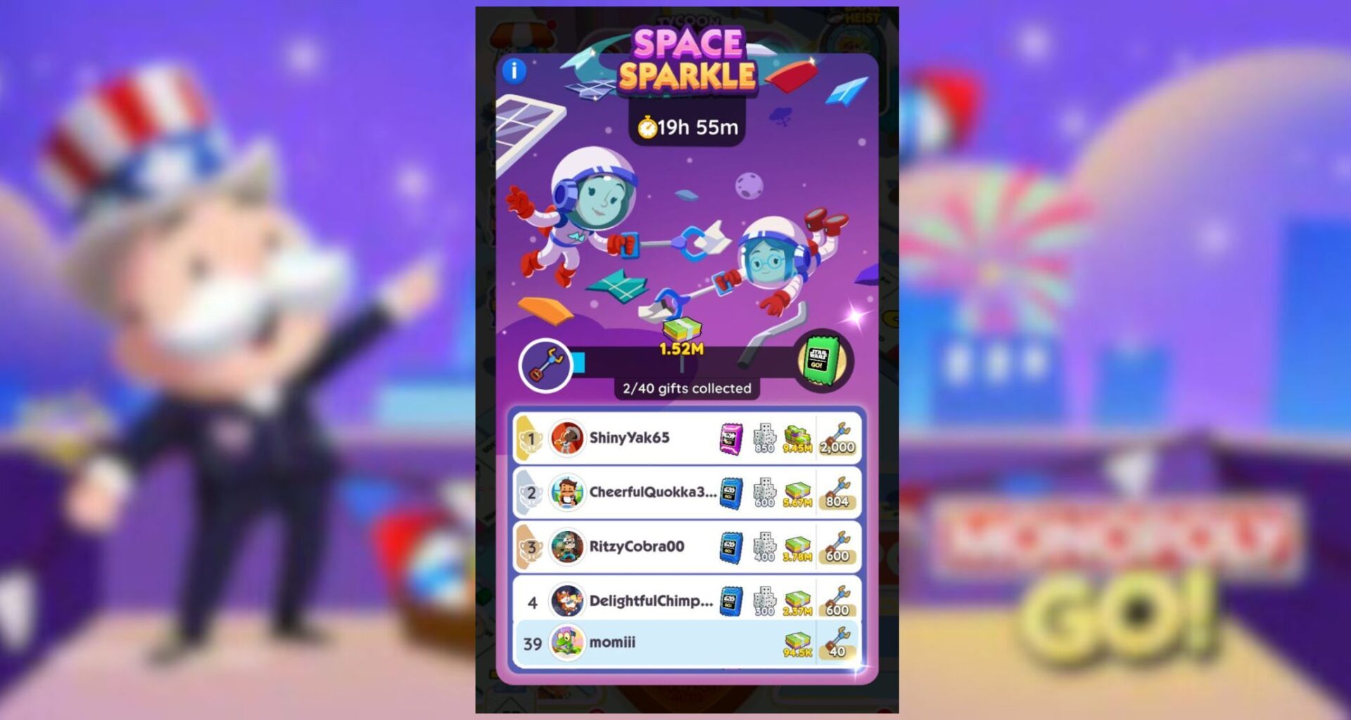 Space Sparkle Rewards And Milestones