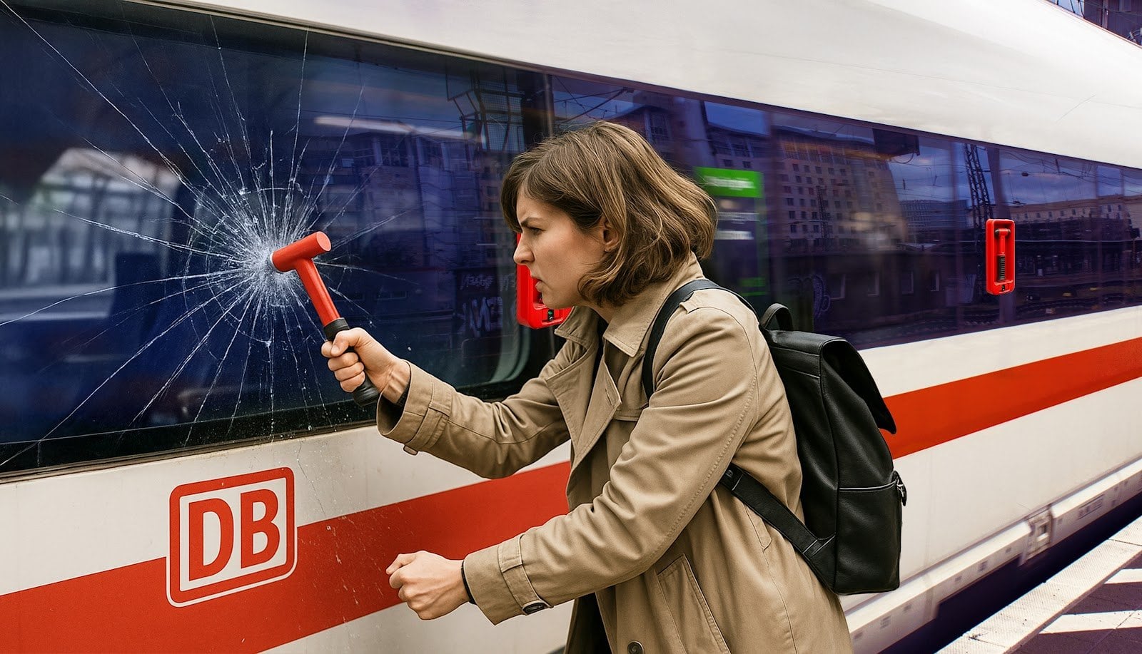 Für zu spät kommende Passagiere: Deutsche Bahn installiert Noteinstiegshammer an Außenfenstern