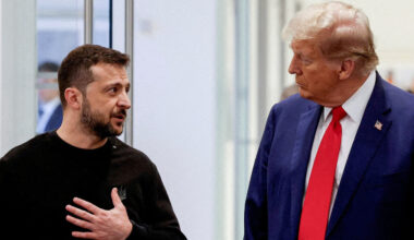Prezidenti Ukrajiny a USA Volodymyr Zelenskyj a Donald Trump.